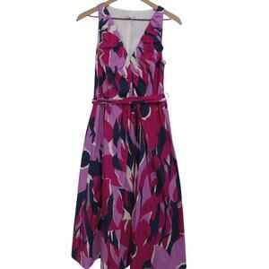 Banana Republic Small Purple Floral Midi Dress Poplin